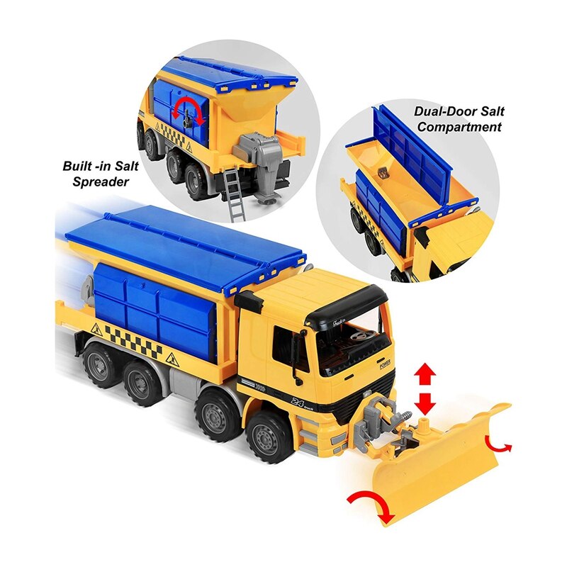 Friction-driven snow removal plow truck construction toy, inertia repair car toy, engineering vehicle, toy for children 2-6 years old