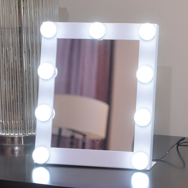 Hollywood Style Lighted Makeup Mirror with Lights Cosmetic Beauty Vanity Mirror Dimmable led Bulbs Make-up Mirrors: White