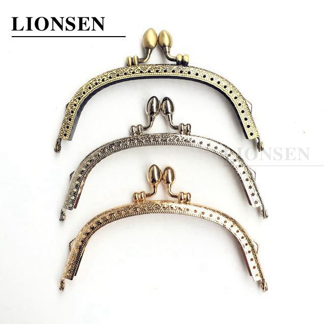 LIONSEN DIY 12.5cm Flower Bud Head Arc Metal Purse Frame Handle Kiss Clasp Lock for Bag Sewing Craft Tailor Accessories 3 colors