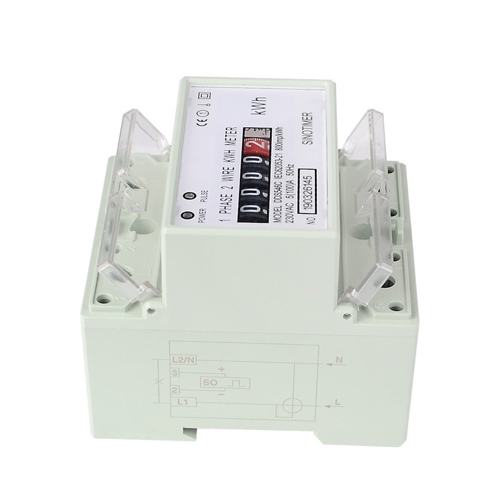 SINOTIMER DDS546C 5 (100) A 230VAC 50 / 60Hz Single Phase Analog Power Meter Electric Power Meter Household Electric Din Rail