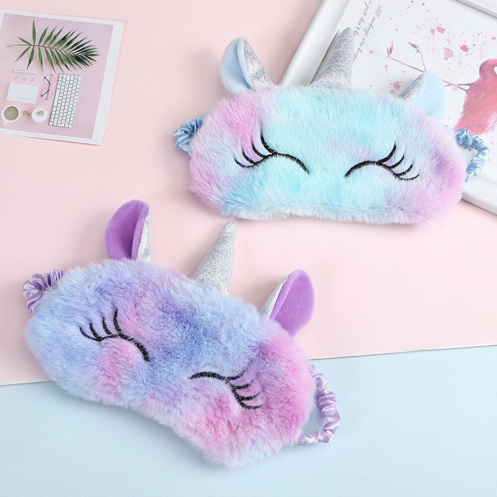 3D dessin animé licorne oeil masque soie variété masque de couchage en peluche oeil ombre couverture vue Relax masque pour voyage maison fête
