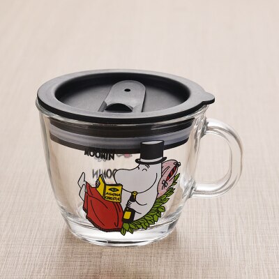 Moomins cartoon Drinkware babies glass water drink glass cup clear glass handle 210ml glass cup safe cute mug: Cover C