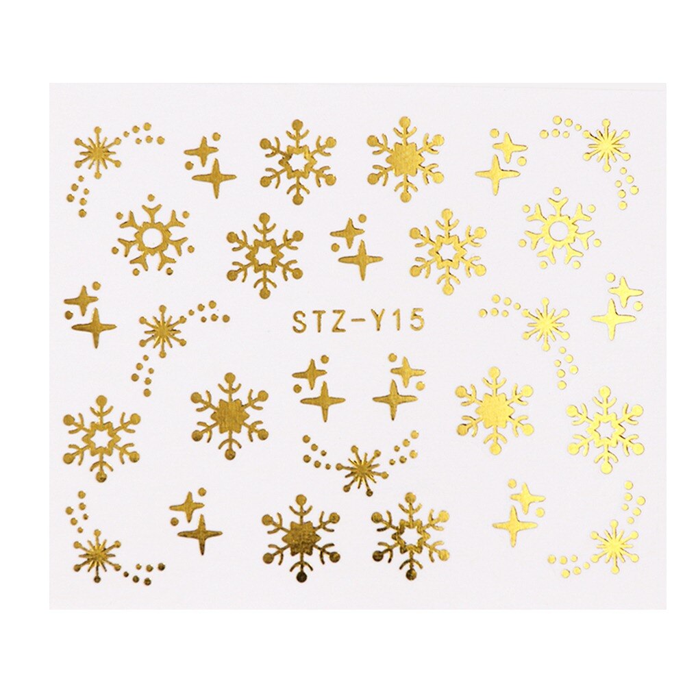 1 st guld silver jul nagelkonst klistermärken vinter snö blomma skjutreglage vatten dekaler för naglar manikyr verktyg lastz-ya -2: Stz -y15 guld