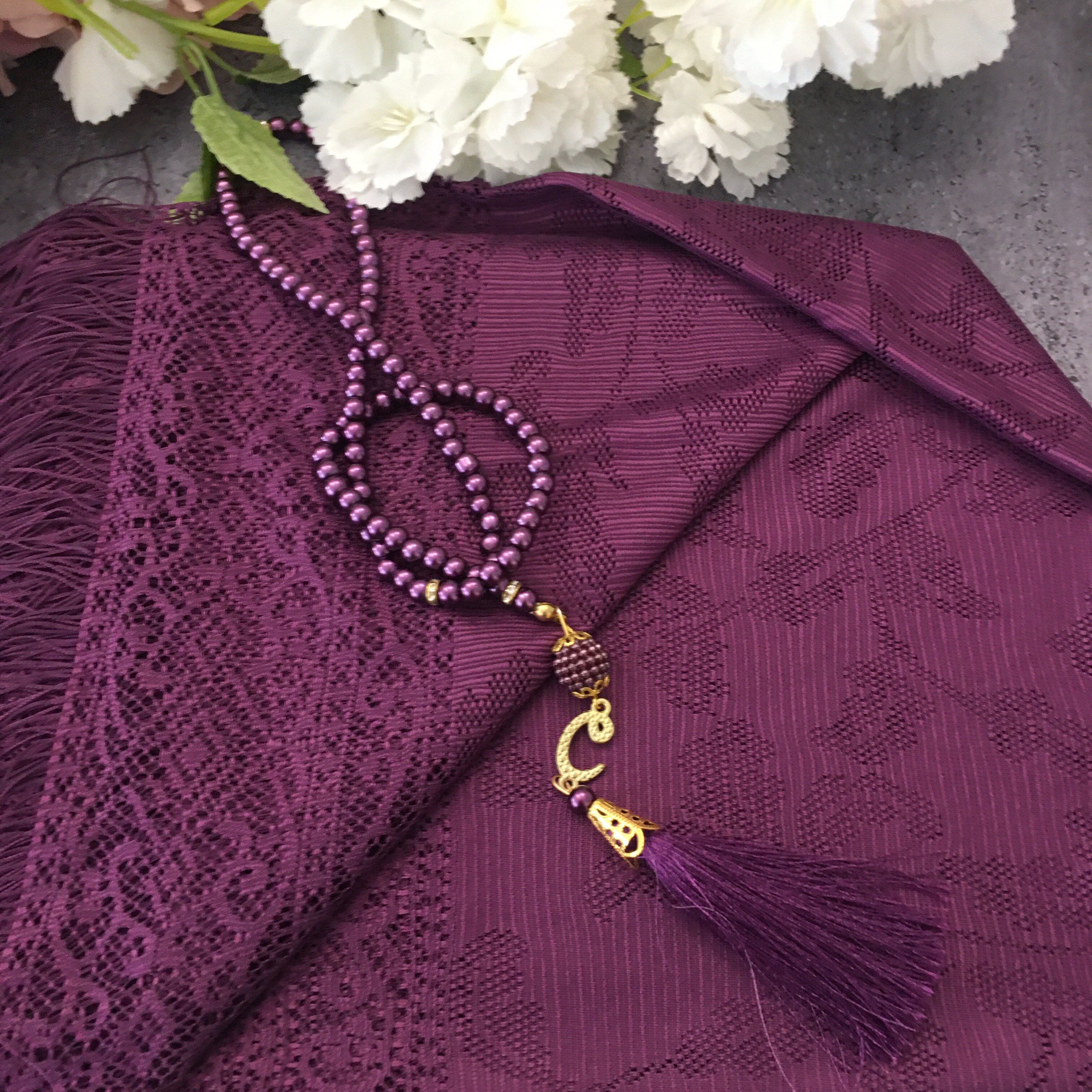 Violetti huivi tasbeeh setti, huivit islamilainen muslimi , huivit naiselle, islamilainen äidille, eid , muslimi