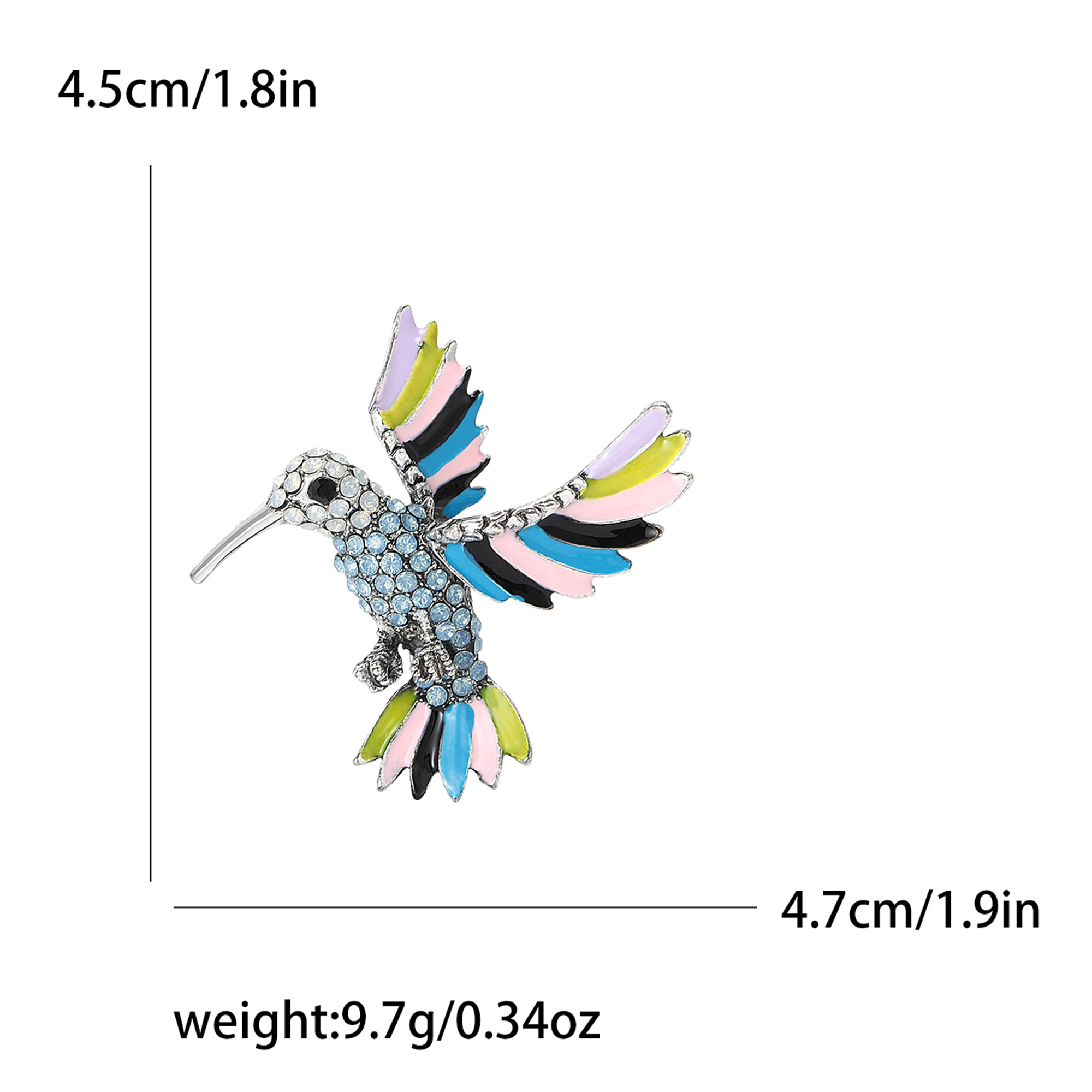 Broches colibri en strass pour femmes, unisexe, en verre, oiseau, animaux, Banquet, fête, sac à dos, , accessoires bijoux: Plaqué de cuivre antique
