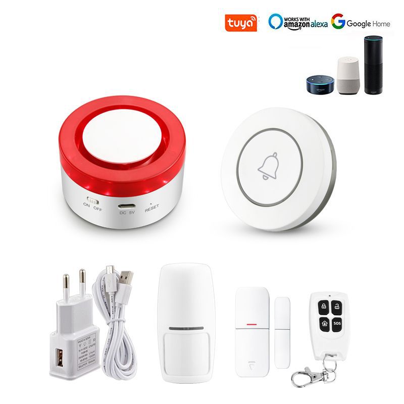 wifi smart security alarm System Remote Control Smart Home System with Alexa Google Home and IFTT Smart Life/Tuya APP Control