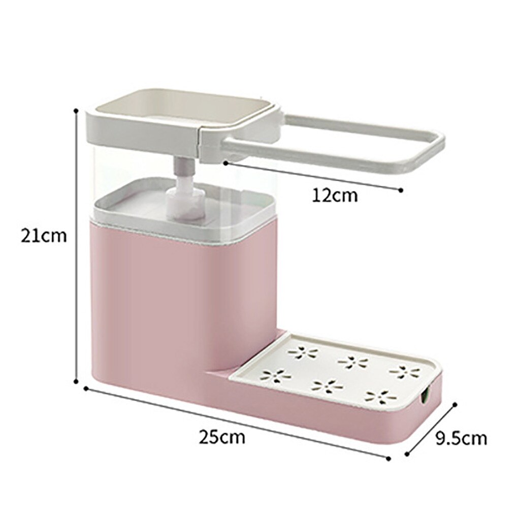 Dispensador de jabón líquido 3 en 1 + soporte para esponja de cocina + soporte para toalla de té prensa de mano, organizador de jabón, contenedor, herramientas de Limpiador de cocina