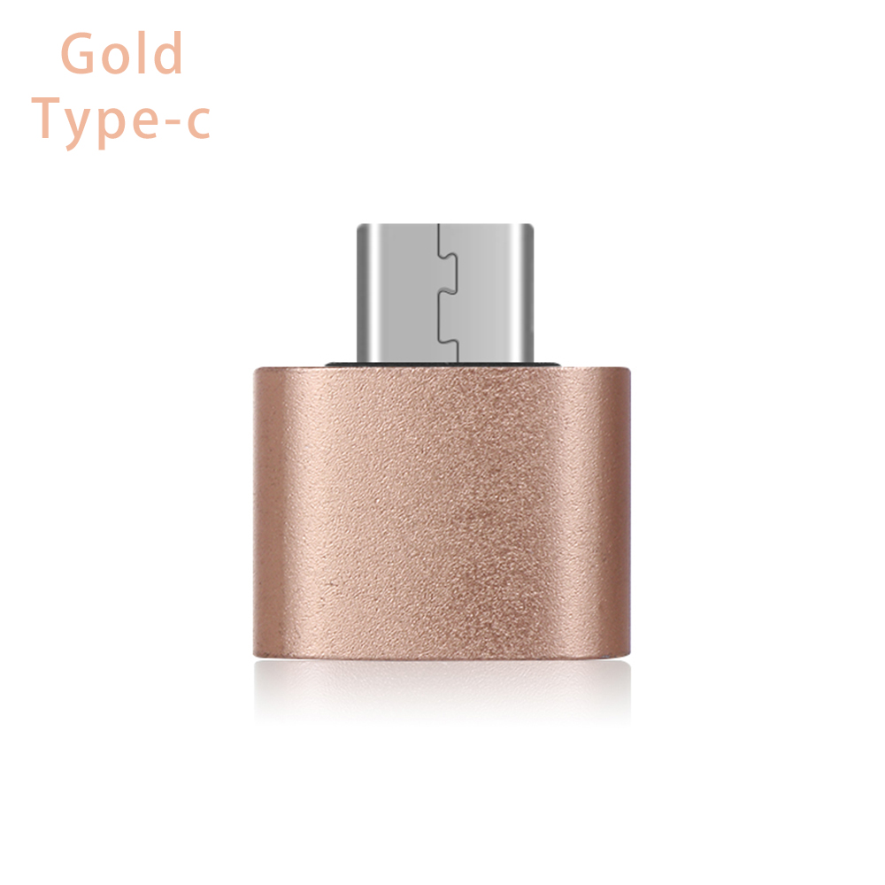 De Metal USB-C 3,1 tipo C para USB 2,0 adaptador conversor OTG para Smartphones Android tipo C adaptador de OTG 18*18*9mm: Oro