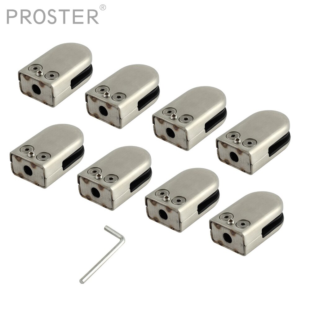 Proster 8 st 304 rostfritt stål glasklämma fäste för ledstång balustrader trappstolpe 6-8mm glas för hörnfästen