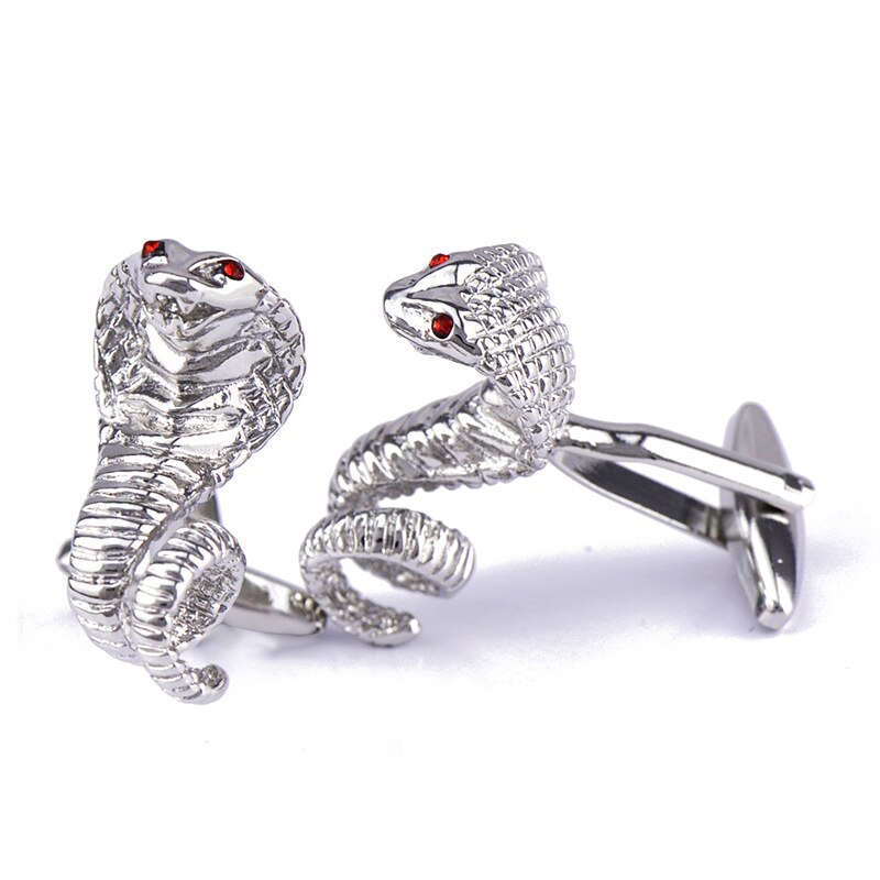 Novelty Cufflinks Silver Color Animal Snake Crystal Cuff Links Shirt Cufflinks for Mens Jewellery: Default Title