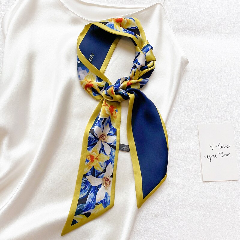 Stil fransk stil romantisk blomster smal strimmel bånd arm taske silketørklæde hårbånd lille halstørklæde tørklæde