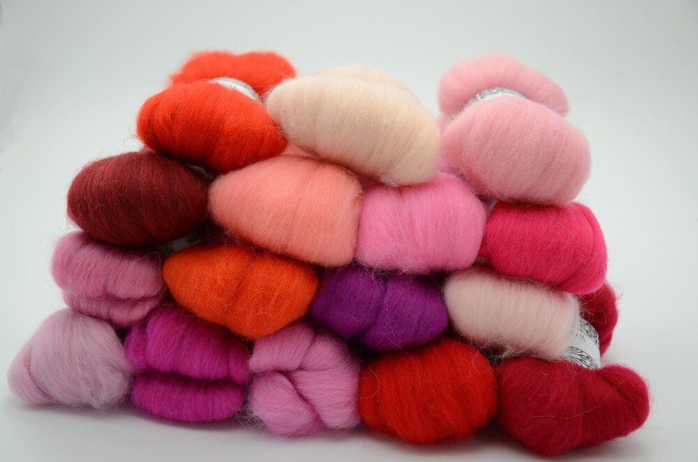 DIY Naaldvilten 66 s wolvilt porpret soft gevoel Wol Tops Zwervende Spin &quot;rood roze Grappig Honing kleur serie&quot; 5g/16 stks/partij