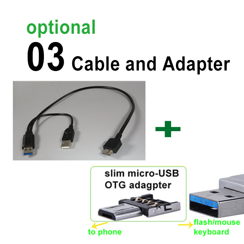 PCTONIC Micro-USB3.0 cable with extra additional USB power supply A type male micro-B for Mobile Hard disk HDD OTG Cable: 03 OTG n mini Adapte