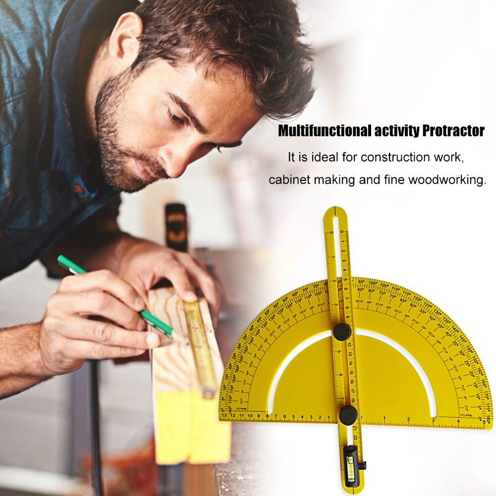 0 to 180 Degree Woodworking Angle Ruler Plastic Protractor Angle Measuring Tool Measurement Height Limit Gauge Tools