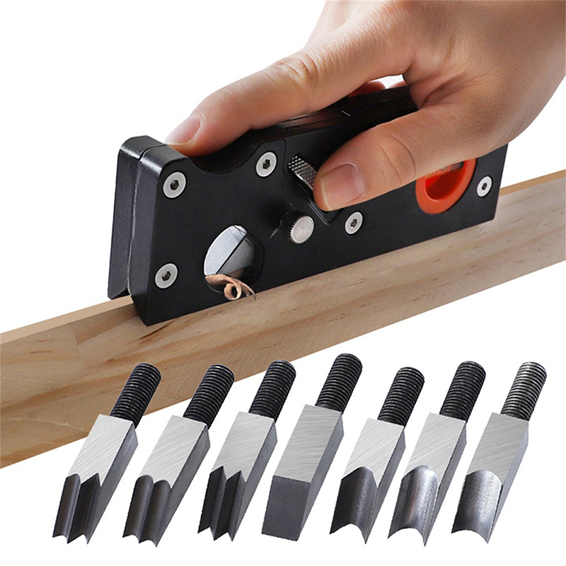 Woodworking Blade Edge Corner Hand Plane with 6pcs Blades 45 Degree Bevel Cutter Head Manual Planer Chamfering Trimming Tool