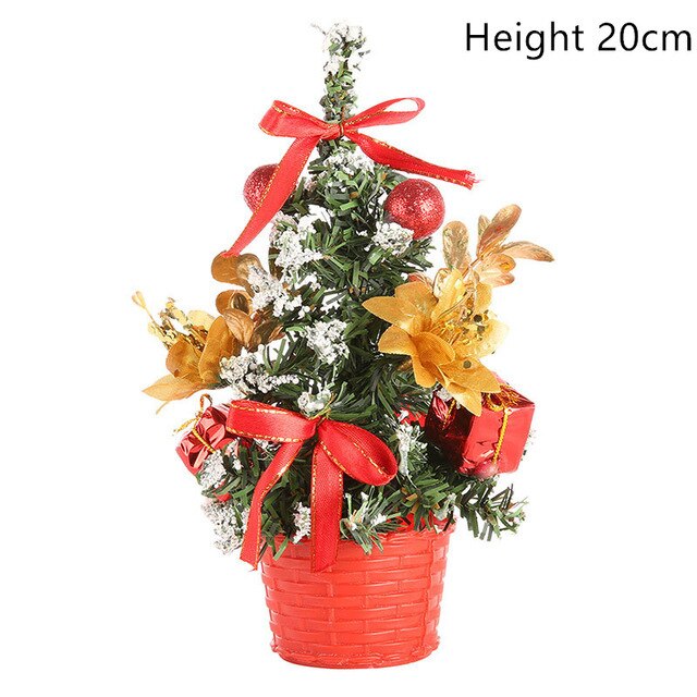 20/30/40CM Mini Table Christmas Tree LED light home Decoration Tabletop Pine Tree Xmas Tree Christmas Decoration Year: 20cm-red