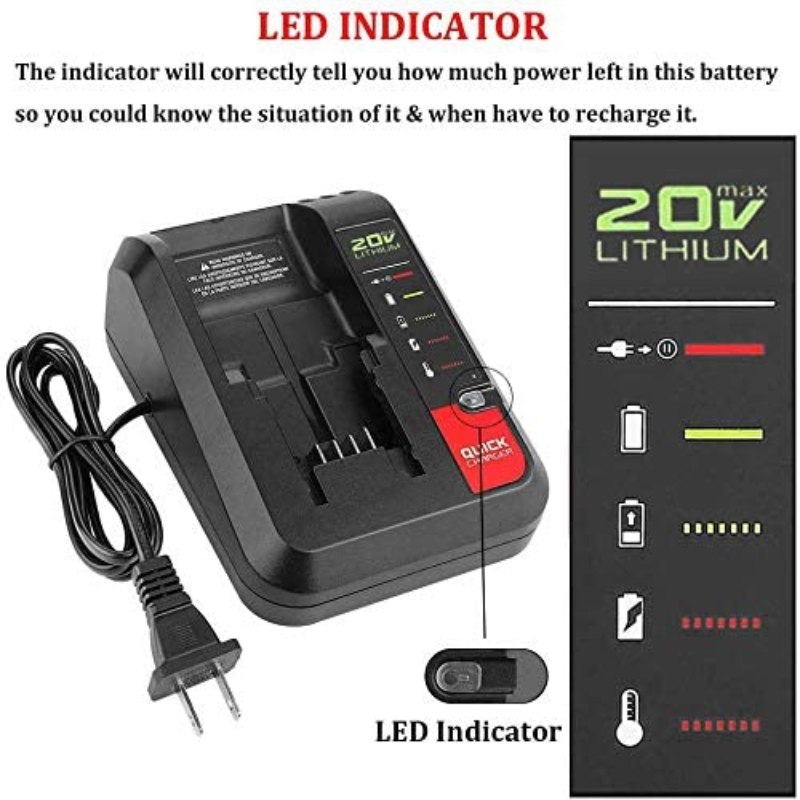 PCC692L For Porter Cable 20v Charger PCC680L PCC681L PCC682L PCC685LP PCC699L for Black & Decker 20V Max Battery LBXR20 LBXR2020
