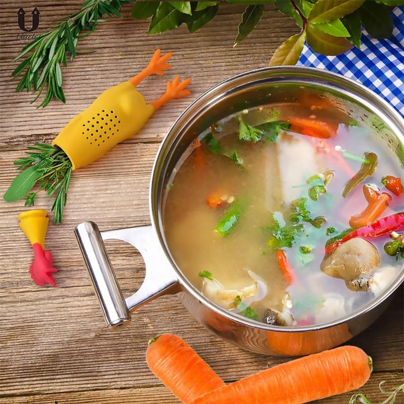 Recipiente reutilizable de silicona con forma de gallo bonito para sopa y condimentos