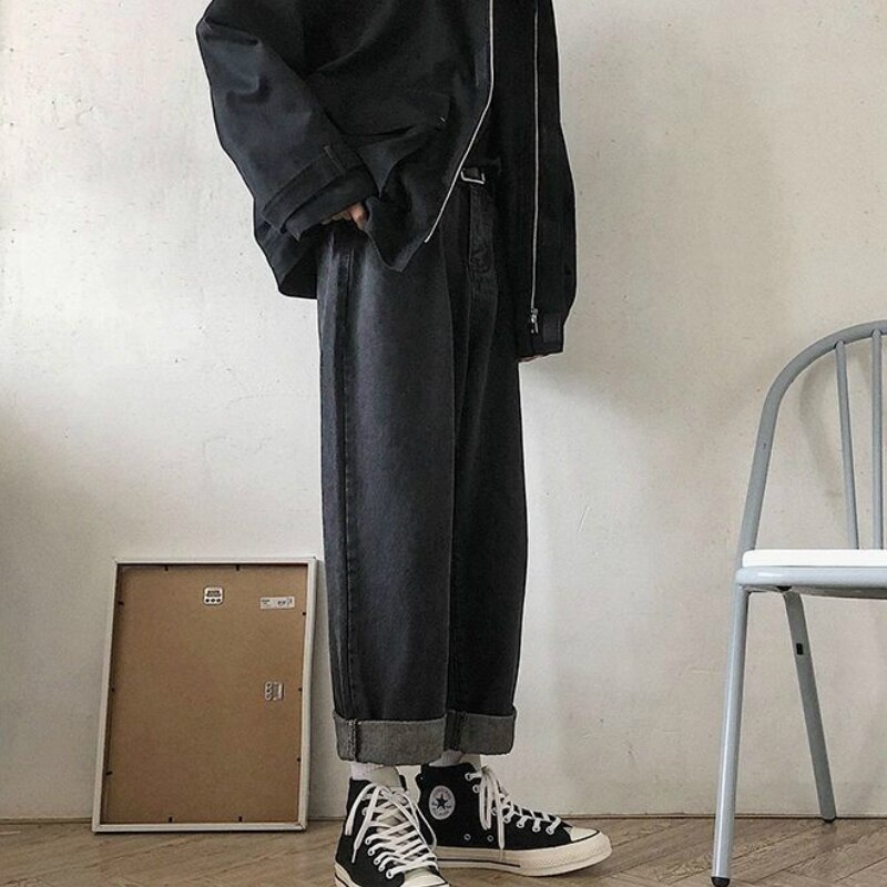 jeans herre fast enkel ankellang fritid Plus størrelse 3xl løse herre denimbukser bf streetwear årgang ulzzang