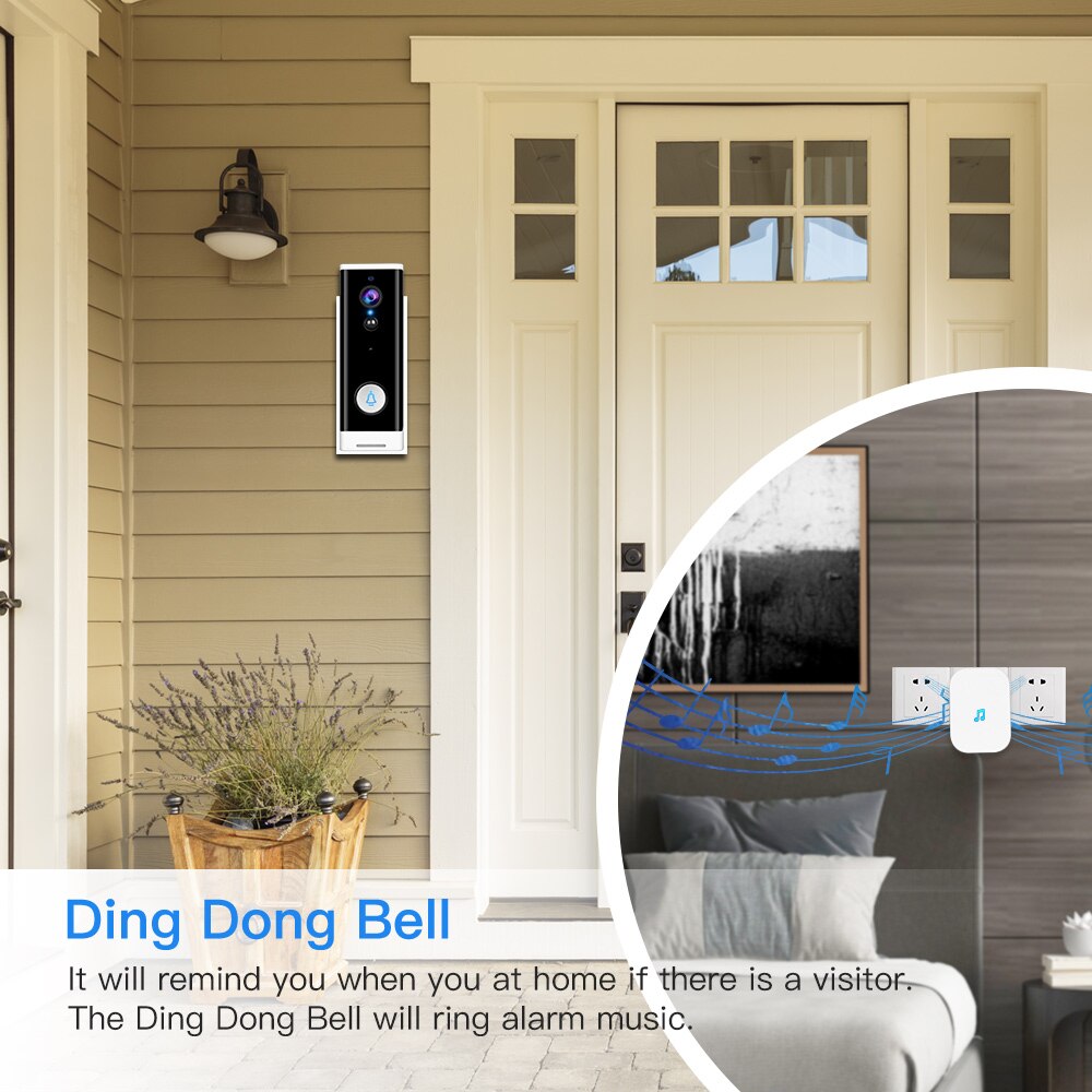 1080p hd wifi video dørklokke vandtæt trådløst smart kamera dørklokke nattesyn tuya app kontrol smart hjem sikkerhedskamera