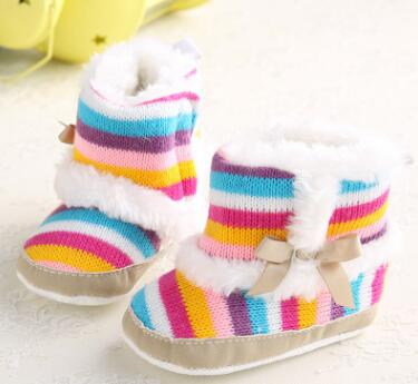 Baby laarzen pasgeboren meisjes baby schoenen prewalkers crib schoenen antislip bont winter warme schoenen regenboog SandQ Baby