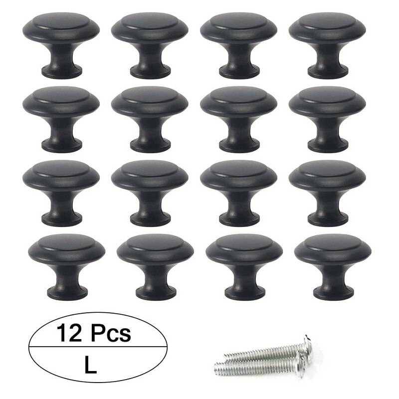 12 Stuks Lade Knoppen Furniture Kast Lade Pull Keukenkast Deur Kledingkast Dresser Pulls Handles Knop Hardware Tool: Black   L