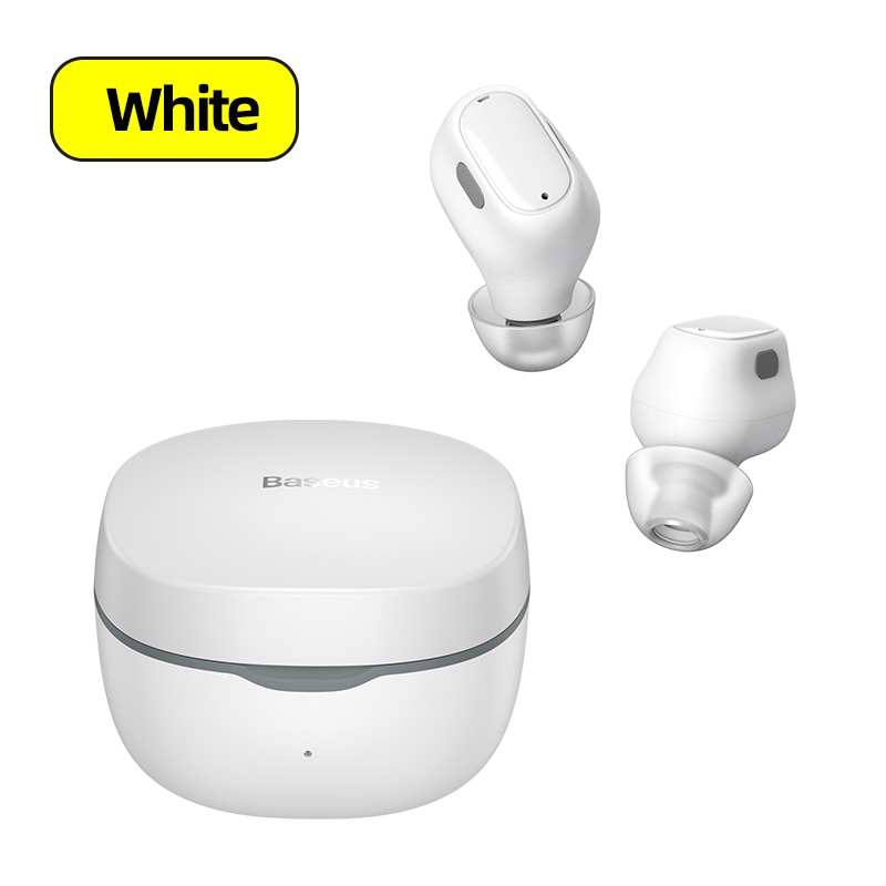 Baseus Tws Bluetooth Oortelefoon Stereo Bass Draadloze Eeadphones Met Mic Vingerafdruk Touch Noise Cancelling Oordopjes Ai Controle: White