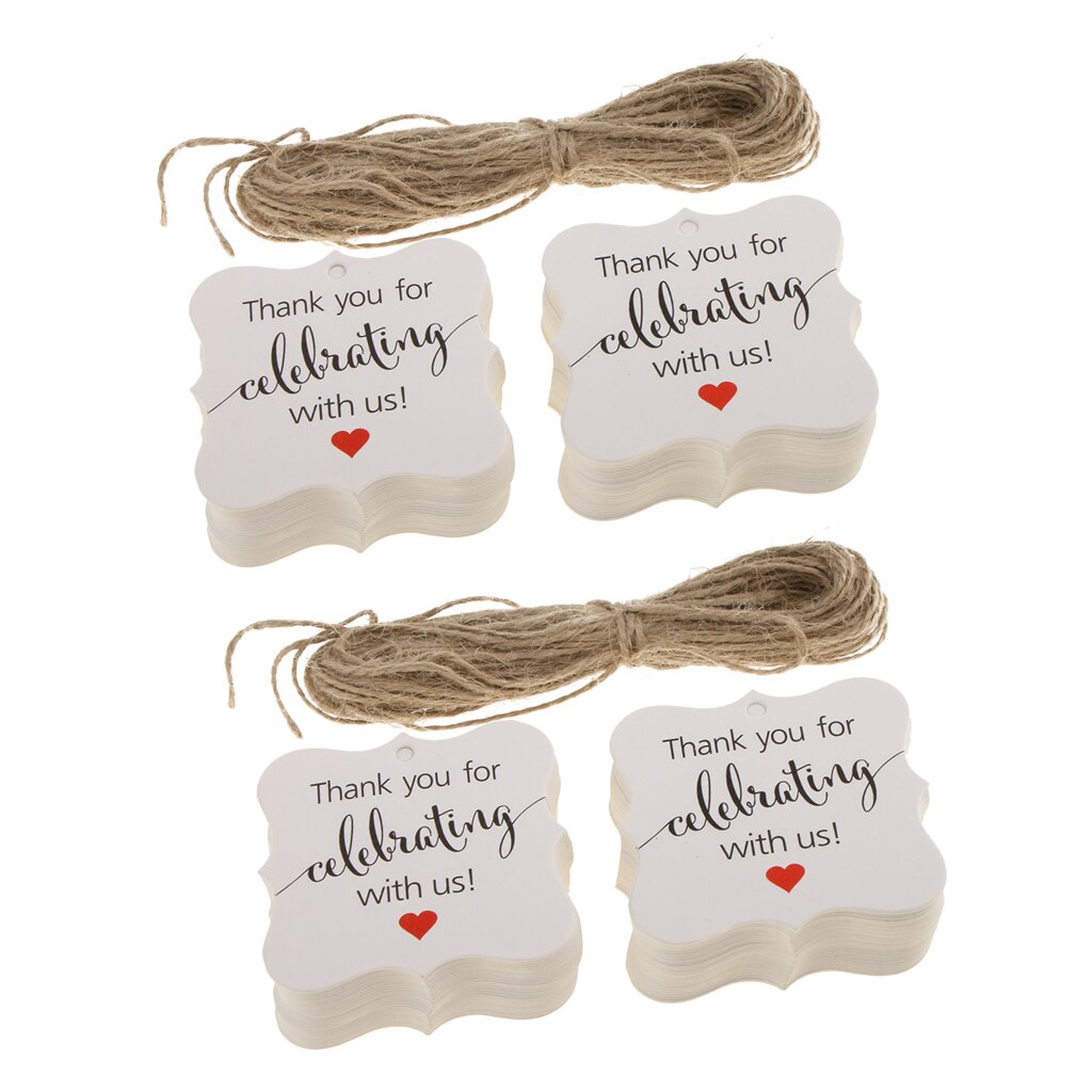 Pakke  of 200 rustikk kraftpapir takkekort tags bryllup baby shower favor