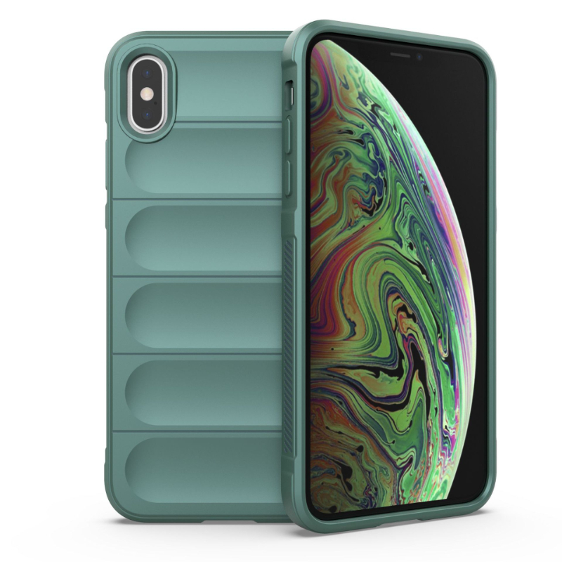 Funda para iPhone X XR XS Max, Funda trasera a prueba de golpes, Fundas de teléfono con armadura, Funda anticaída de silicona líquida: ABS / green