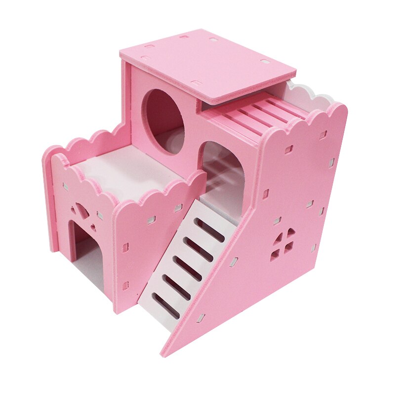 Mini cama de madera para casa de hámster, escalera de Chinchillas, nido de conejillo de indias para mascotas pequeñas, juguetes de jaula para mascotas pequeñas