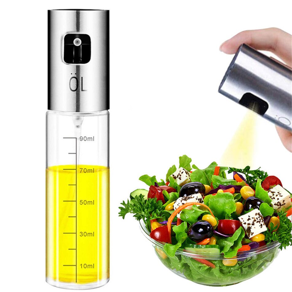 4 pakke oliesprøjte dispenser sæt køkkenolie sprayflaske rustfrit stål olie flydende dispenser med ren børste til bbq bagning