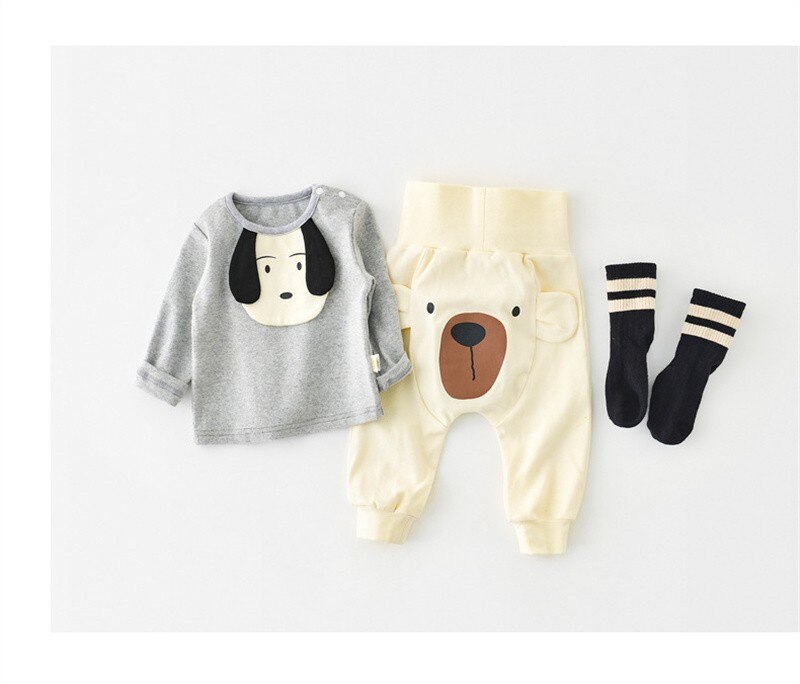 2022 Pasgeboren Broek Baby Jongens Casual Elastische Hoge Taille Broek Peuter Meisjes Leuke Cartoon Bear Patroon Mode Harembroek