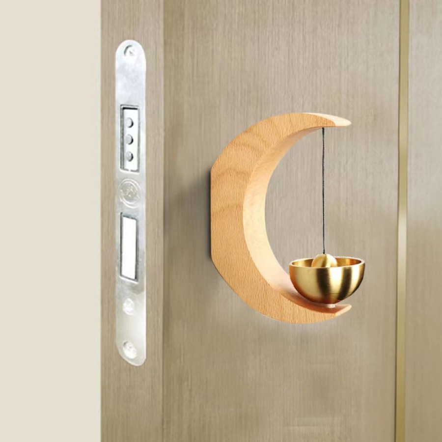 Cloche sonnette carillons éoliens sonnette en bois alerte maison petite cloche décoration de porte carillons éoliens et décorations suspendues: Gris clair