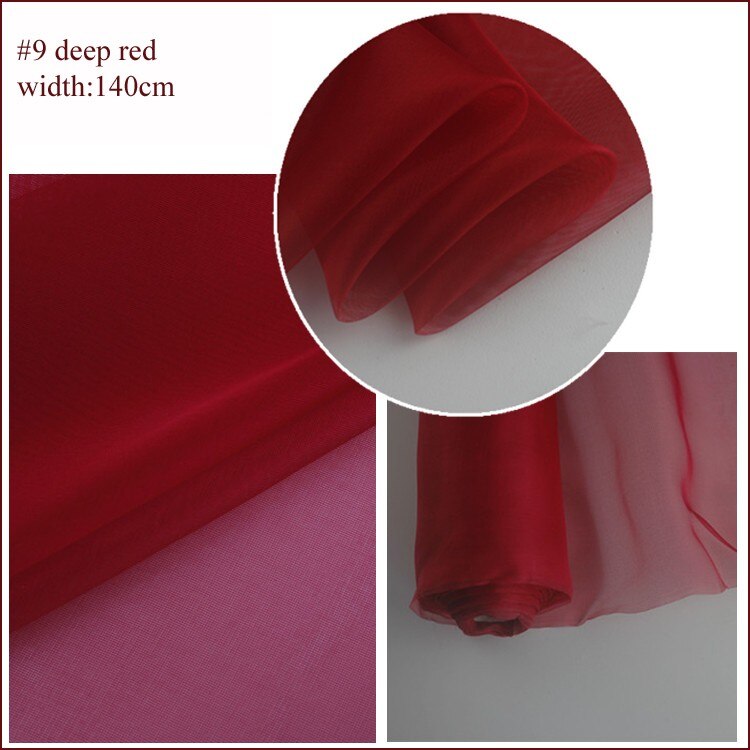 100cm*140cm hvid sort silke gaze stiv brudekjole materiale rent silke mesh: 9 dyb rød