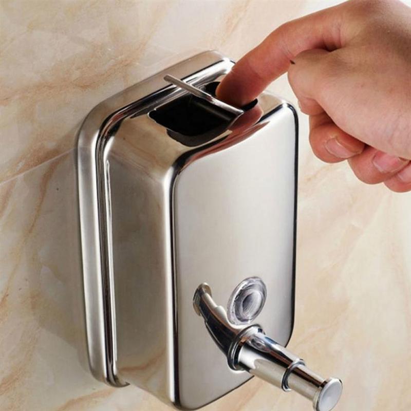 500ml Stainless Steel Liquid Soap Dispenser Wall Mounted Kitchen Bathroom Dispenser For Hand Sanitizer Shampoo Lotion Pump