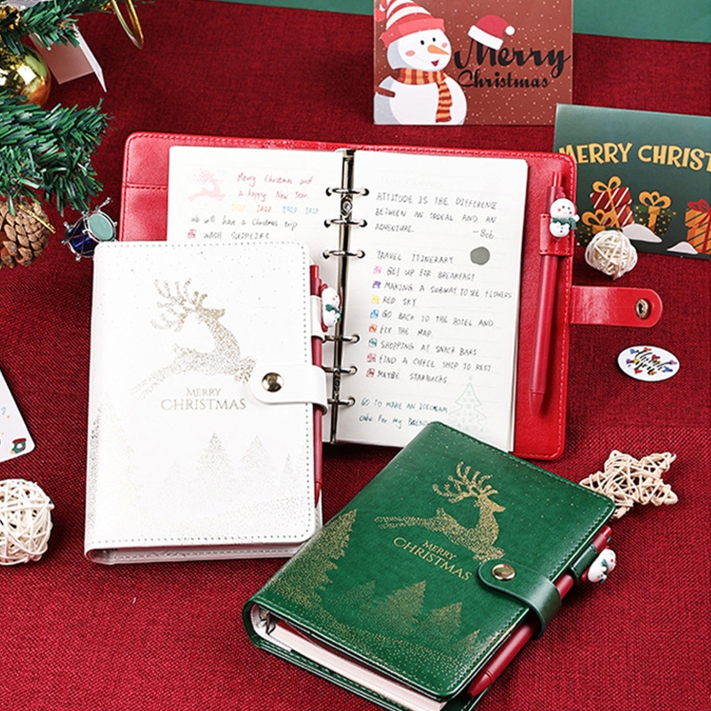 2022 Lederen Notebook Set Met Gel Pen A6 Bindmiddel Notepad Xmas Set Voor Kind Volwassen