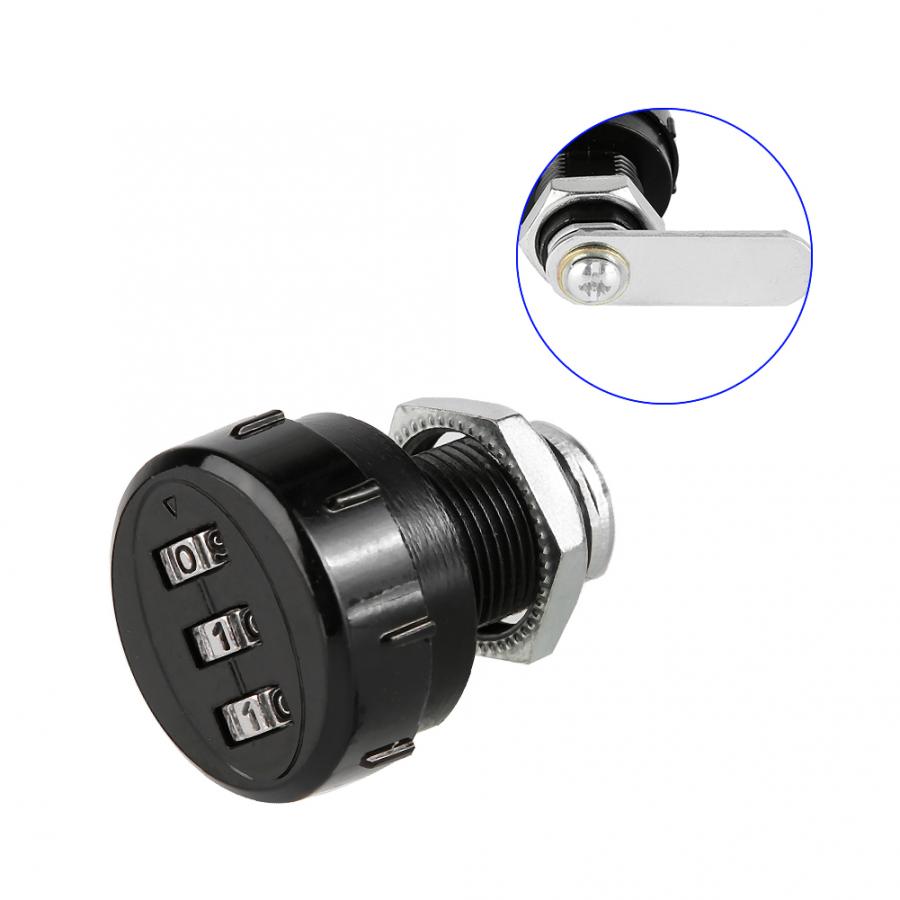 2pcs 3-Digit Zinc Alloy Mechanical Password Lock for Cabinet Wardrobe Mail Box Black