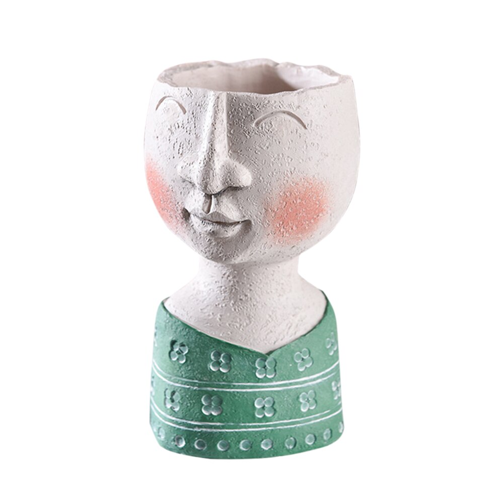 Flower Pot Character Portrait Abstract Human Face Flower Pot Home Micro Landscape Decor Resin Succulents Plant Pot Desktop Vase: style 2