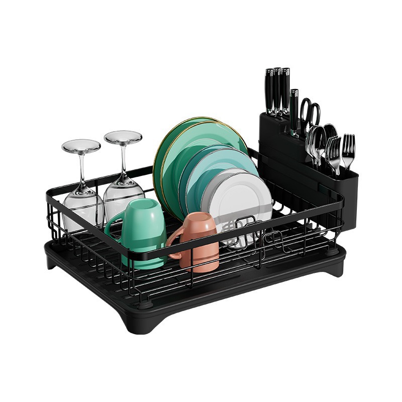 Afdruiprek, afdruiprek met grote capaciteit en afdruipplank, dubbellaagse afneembare schotelopslagorganisator voor borden, kopjes