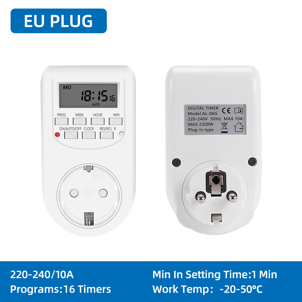 Digital Timer Switch Electronic 12/24 Hour Weekly Programmable Timing Socket EU UK US Plug Outlet Kitchen Appliance Time Control: Brown
