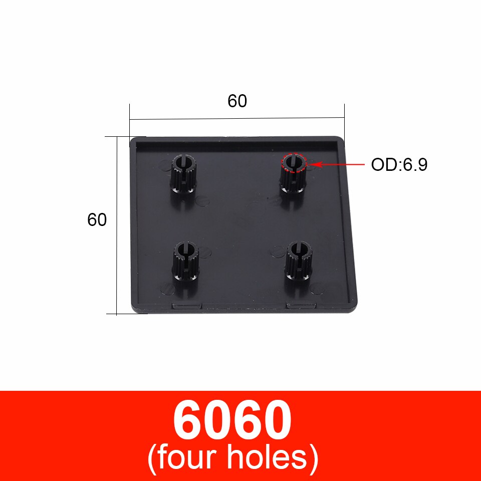 10PCS Black Nylon Aluminum Profile End Cap Cover Plate for /2040/3030/4040/4080/4545/5050/6060/100100 EU Aluminum Extrusion: 6060(four holes)