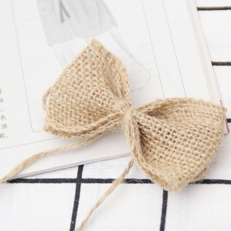 5 stuks/pak strik eenvoudige linnen strik kerststrik decoratie voor thuis bruiloft decoraties doe-het-zelf strik knutselen decoratie