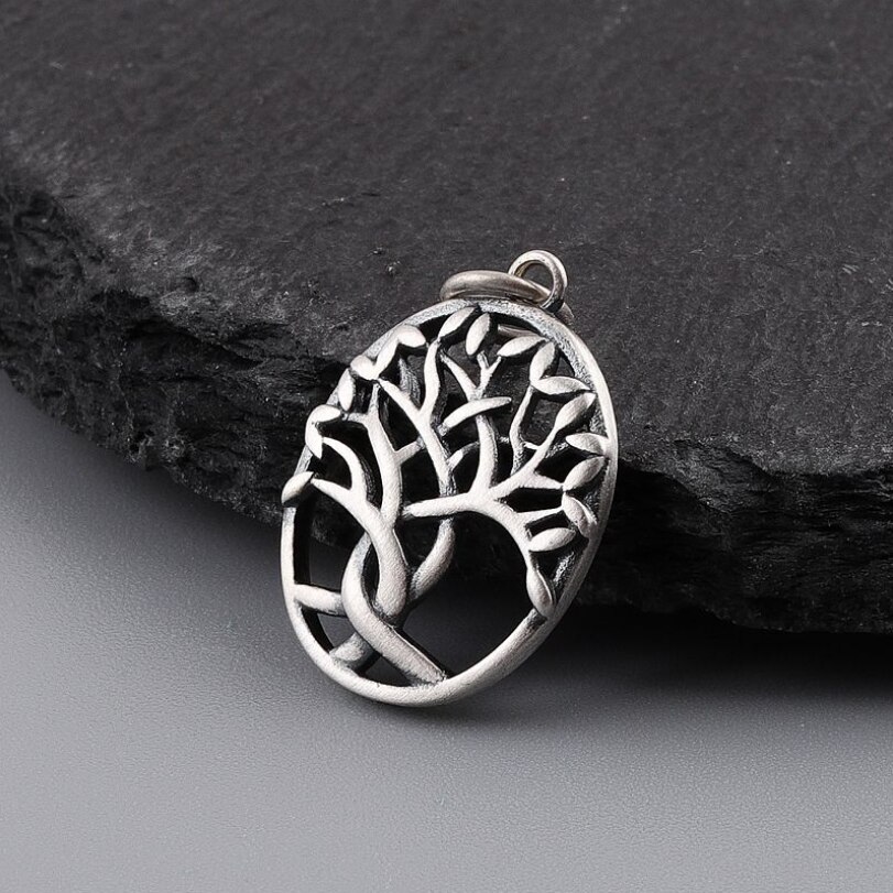 Echte Zilveren Originele Handgemaakte Life Tree Hanger Man Vrouw S925 Sterling Thai Zilveren Klassieke Gesneden Kleine Boom Hanger Sieraden