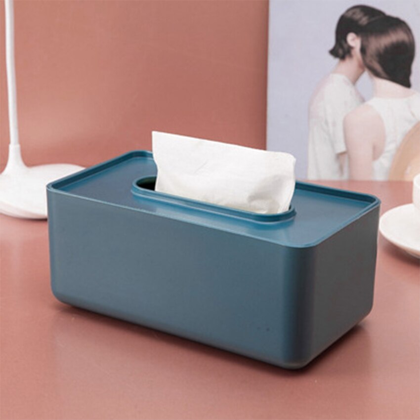 Modern Platic Tissue Box Rectangular Holder Case Toilet Paper Cover Household Paper Towel Table Storage Organizer Desk Decor: Style A-Blue