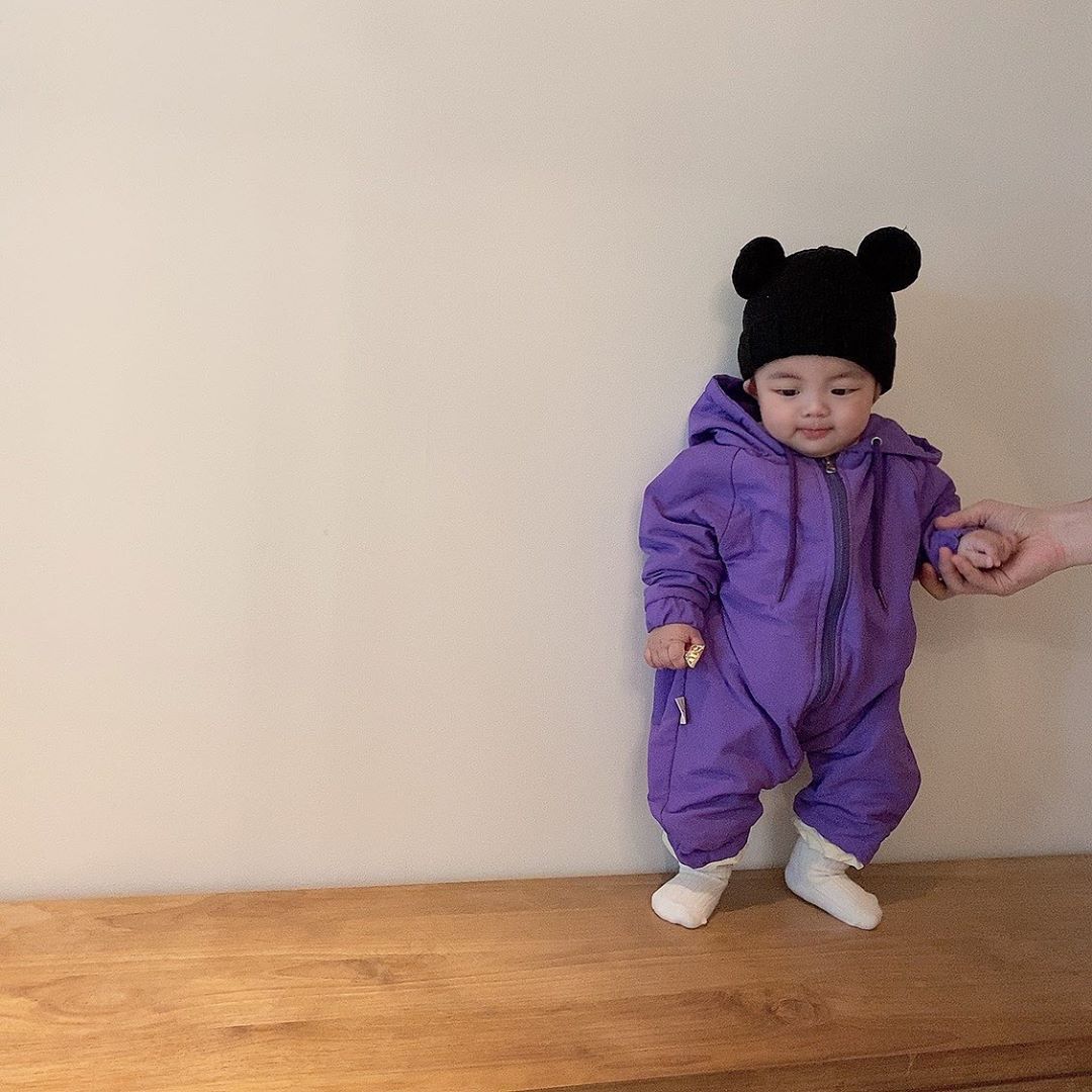 Winter Warme Dicke Kleidung Kleinkind Baby Schneeanzug Junge Mädchen Strampler Doppelseitige Kleinkind Unten Jacke Mit Kapuze Gesamt Outfits