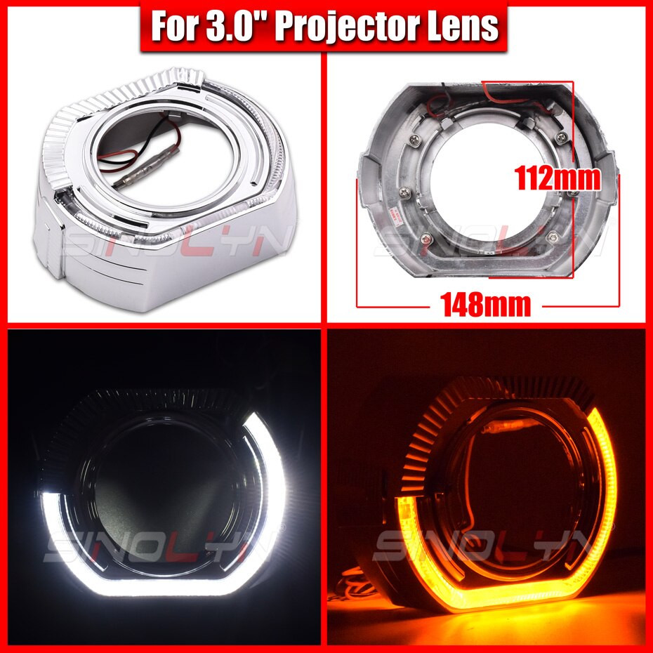 Sinolyn 2.5/3,0 LED Winkel Augen Blinker Wanten schalten Lünette Für Scheinwerfer Objektiv Hella 3R G5/Koito q5/WST Projektoren Objektiv: 3.0 C Leichentücher