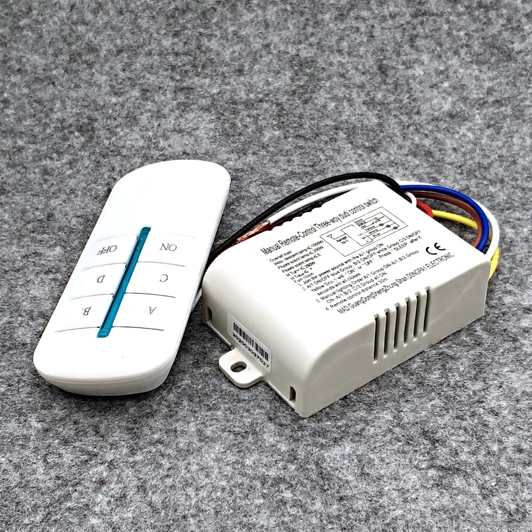4 Way Remote Control Switch 220V Four-Way Lamp Wireless Remote Control Lighting Switch Four-Control Four Groups of Controllers