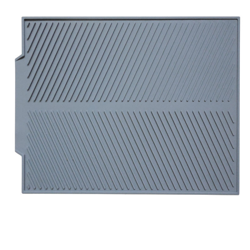Drain Mat Kitchen Silicone Dish Drainer Mats Large Sink Drying Worktop Organizer Drying Mat for Dishes Tableware: L / Light Grey