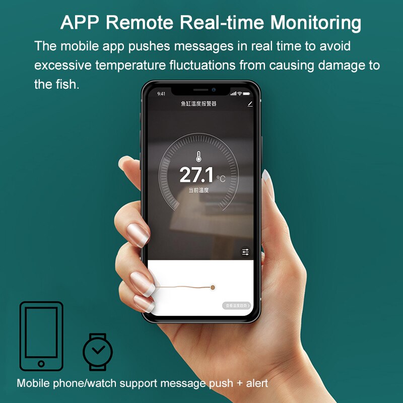 Aquarium Smart Wifi Submersible Thermometer Water Temperature Meter Digital Controller Sensor Alarm Fish Tank Accessories