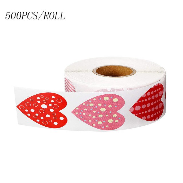 500PCS/Roll Red Love Heart Shaped Label Sticker Scrapbooking Packaging Seal Labels Birthday Wedding Party Supplies: D